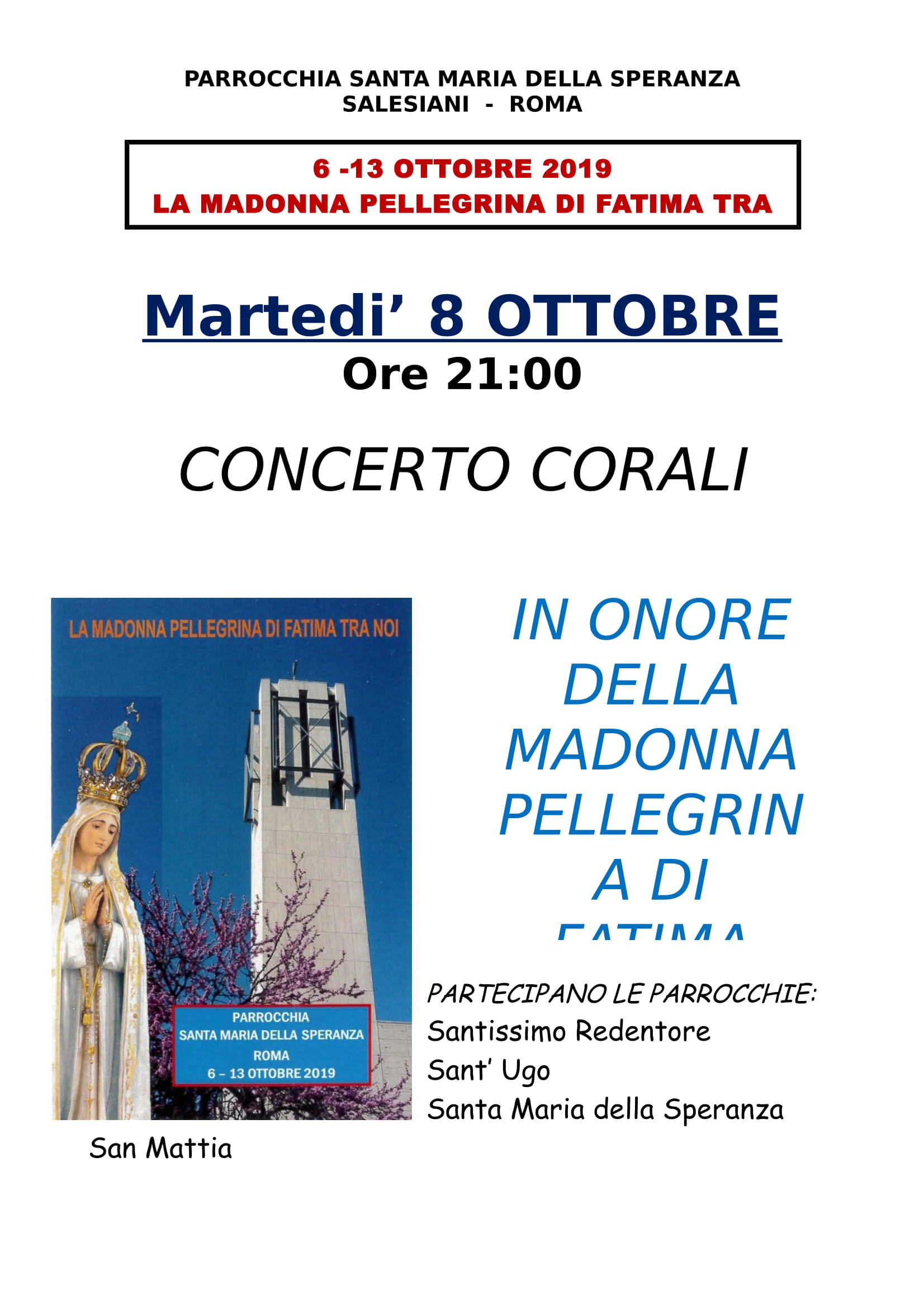 Concerto corali martedi 8 ottobre